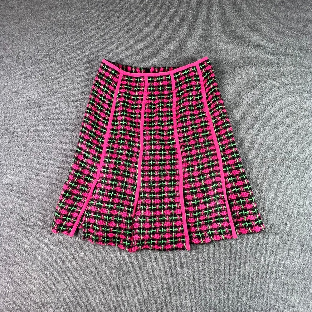 SILKLAND Mini Skirt Womens 4 Multicolor Houndstooth Tweed Flared Preppy Designer